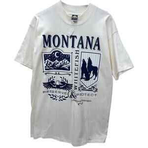 Vintage Montana Graphic T Shirt Mens Large Single Stitch USA Nature Wildlife
